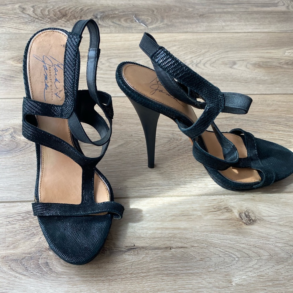 Mark + James Badgley Mischka Black Leather Heels